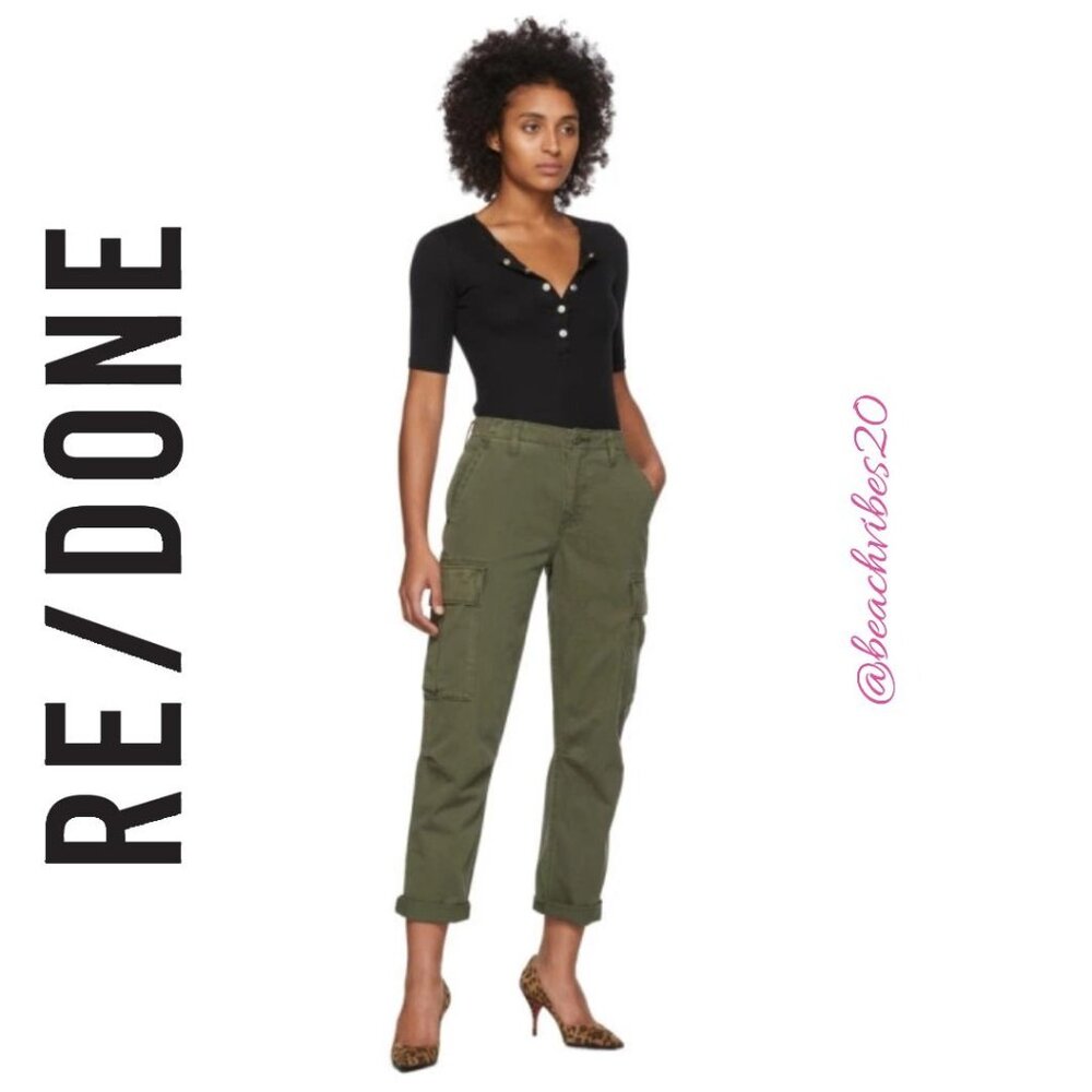 RE/DONE Khaki Twill Cargo Pants 25 NWOT O-249